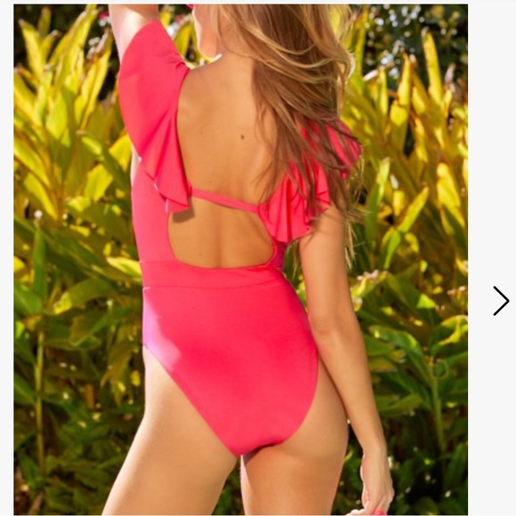 NWT TRINA TURK Monaco Ruffle Over The Shoulder One Piece Swimsuit - Picture 5 of 16